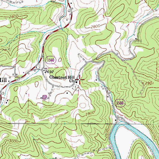 Topographic Map of Chestnut Hill Church, NC