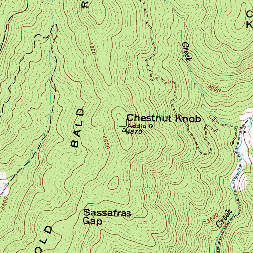 Topographic Map of Chestnut Knob, NC