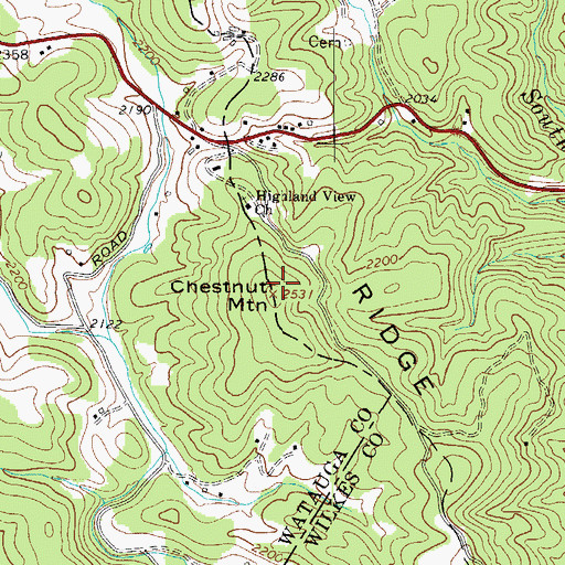 Topographic Map of Chestnut Mountain, NC