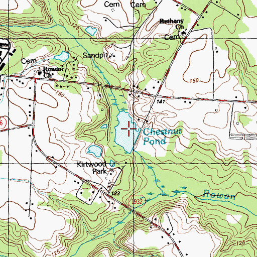 Topographic Map of Chestnut Pond, NC