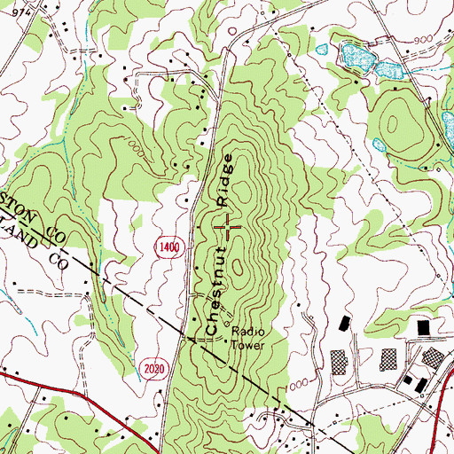 Topographic Map of Chestnut Ridge, NC