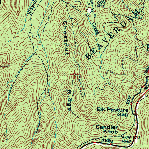 Topographic Map of Chestnut Ridge, NC
