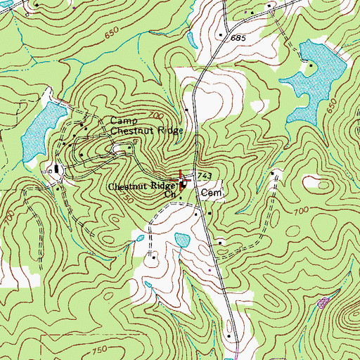 Topographic Map of Chestnut Ridge Church, NC