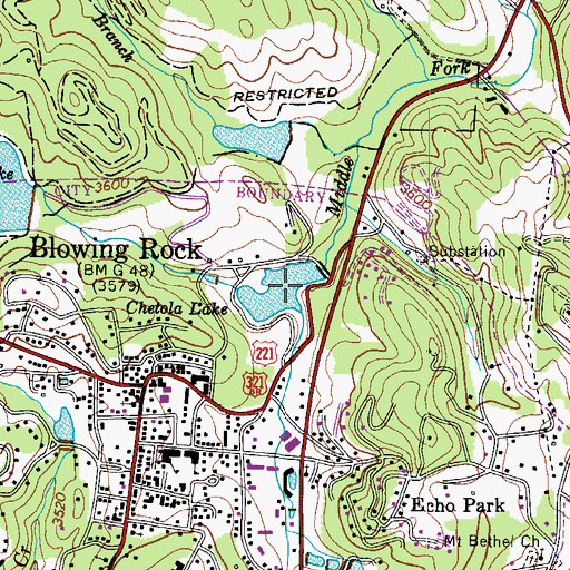 Topographic Map of Chetola Lake, NC