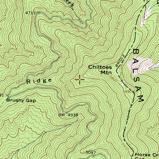 Topographic Map of Chiltoskie Ridge, NC