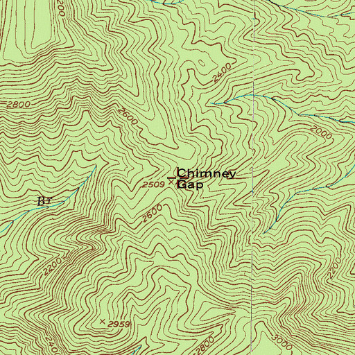 Topographic Map of Chimney Gap, NC