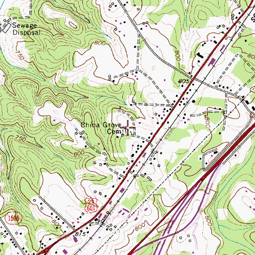 Topographic Map of China Grove Cemetery, NC