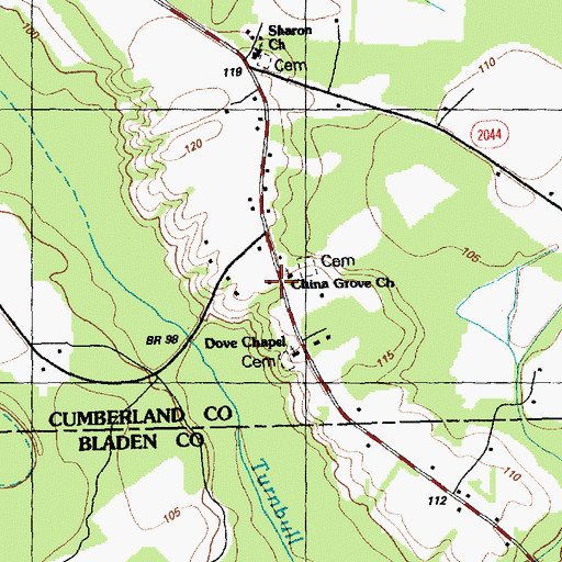 Topographic Map of China Grove Church, NC
