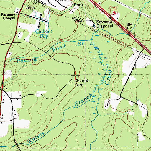 Topographic Map of Chinnis Cemetery, NC