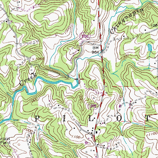 Topographic Map of Chinquapin Creek, NC