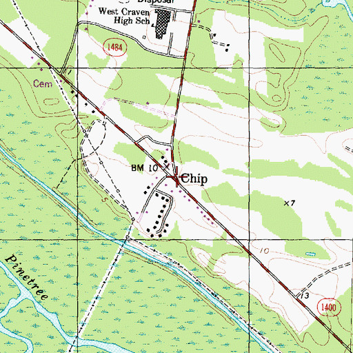 Topographic Map of Chip, NC