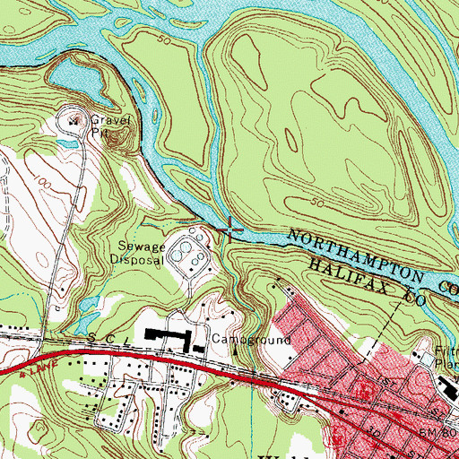 Topographic Map of Chockoyotte Creek, NC