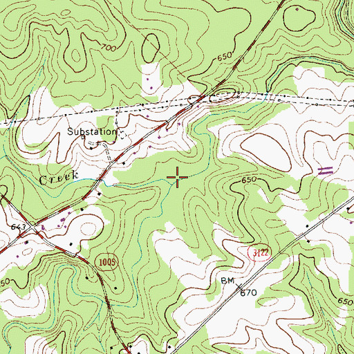 Topographic Map of Chocolate Creek, NC
