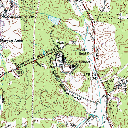 Topographic Map of Christ School, NC