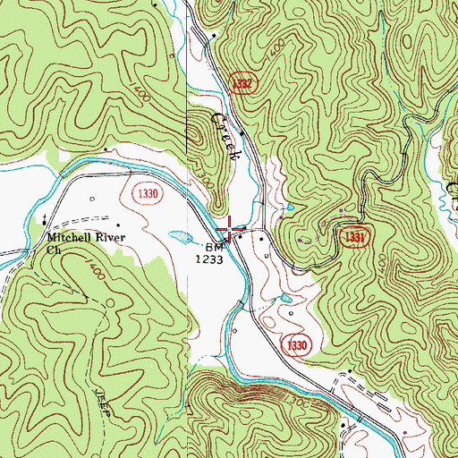 Topographic Map of Christian Creek, NC