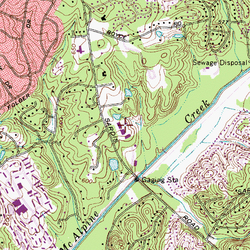 Topographic Map of Charlotte Christian School, NC