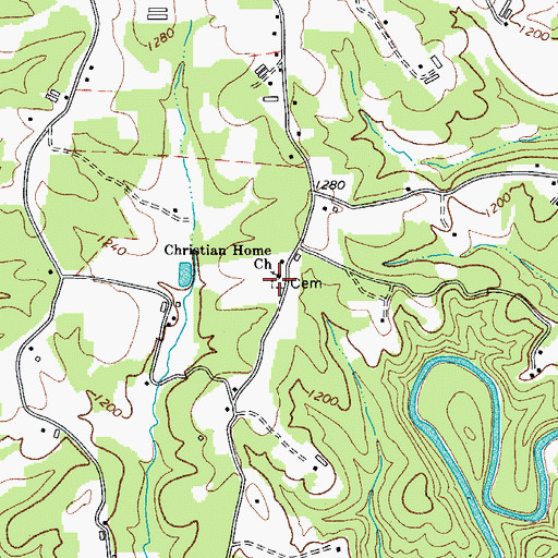 Topographic Map of Christian Home Church, NC
