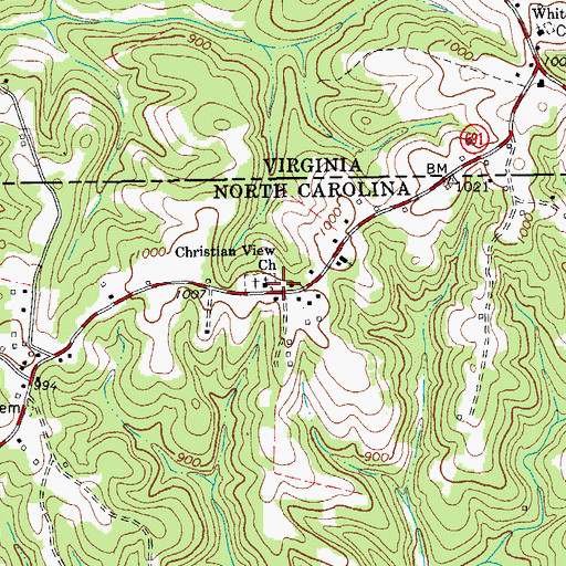 Topographic Map of Christian View Pentecostal Holiness Church, NC