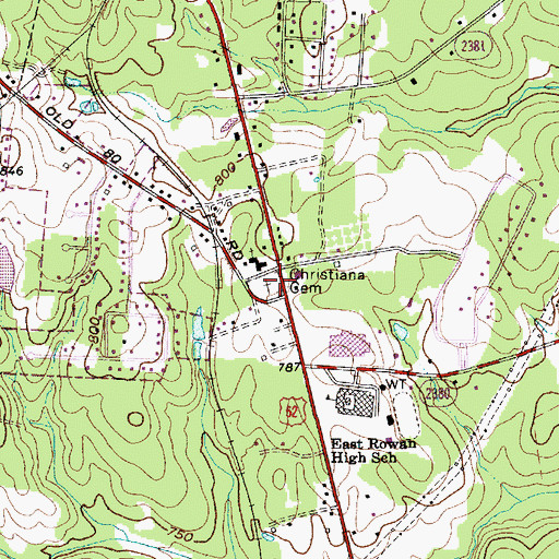 Topographic Map of Christiana Cemetery, NC