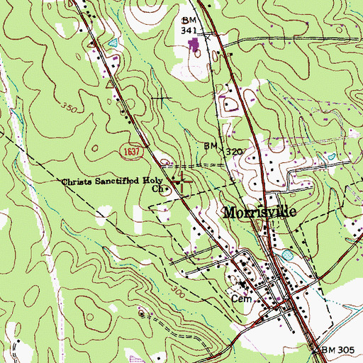 Topographic Map of Christs Sanctified Holy Church, NC