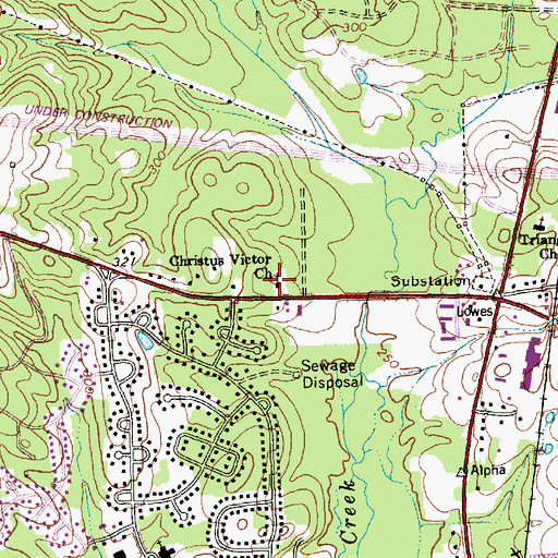 Topographic Map of Christus Victor Church, NC