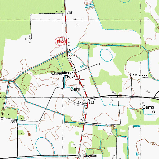 Topographic Map of Chrysolite Church, NC