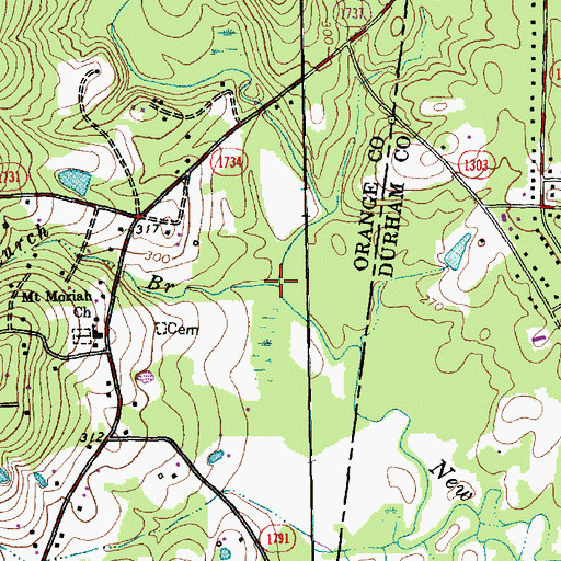 Topographic Map of Church Branch, NC