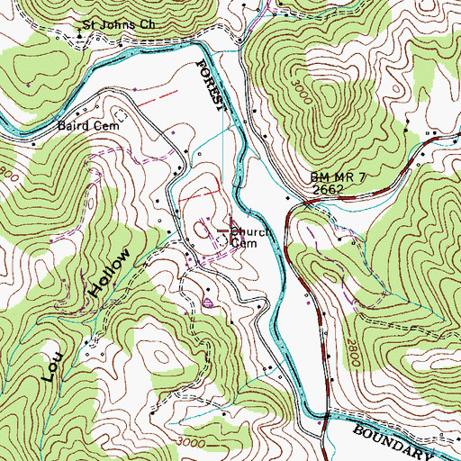 Topographic Map of Church Cemetery, NC