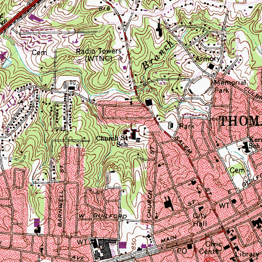 Topographic Map of Church Street School, NC