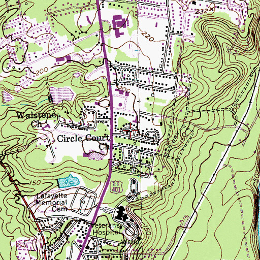 Topographic Map of Circle Court Church, NC