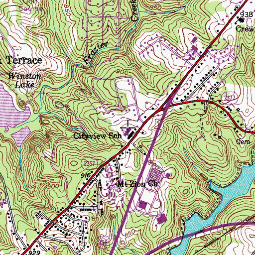 Topographic Map of Cityview School, NC