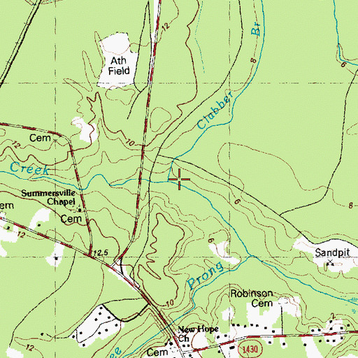 Topographic Map of Clabber Branch, NC