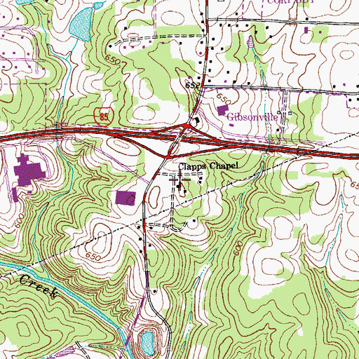 Topographic Map of Clapps Chapel, NC