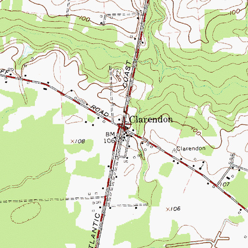 Topographic Map of Clarendon, NC