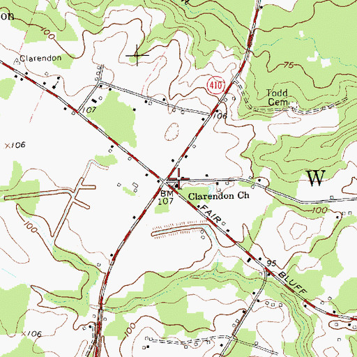 Topographic Map of Clarendon Church, NC