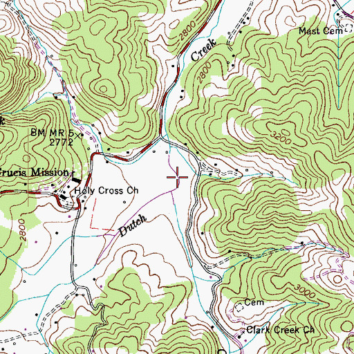 Topographic Map of Clark Creek, NC