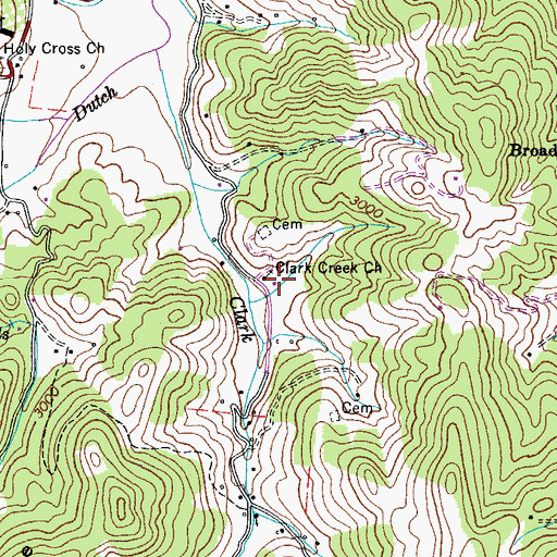 Topographic Map of Clarks Creek Baptist Church, NC