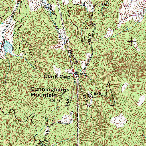 Topographic Map of Clark Gap, NC