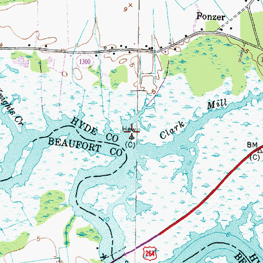 Topographic Map of Clark Mill Creek, NC