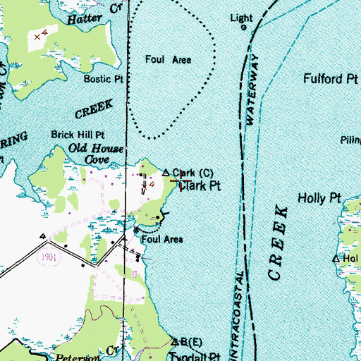 Topographic Map of Clark Point, NC