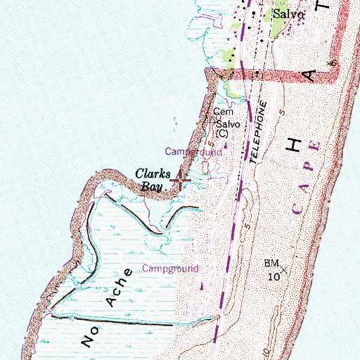 Topographic Map of Clarks Bay, NC
