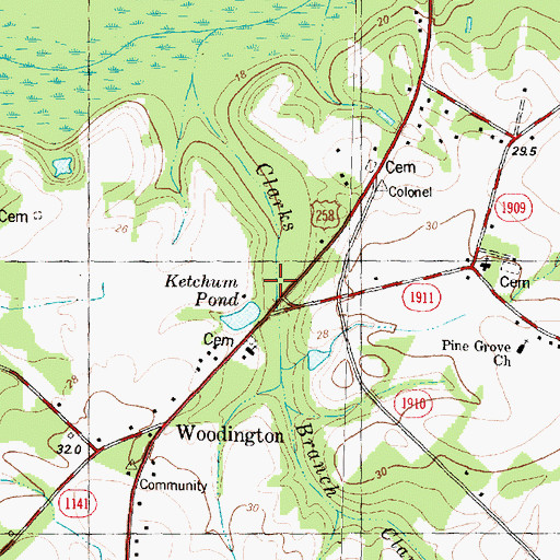 Topographic Map of Clarks Branch, NC