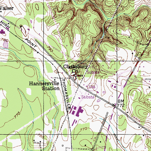 Topographic Map of Clarksbury Church, NC