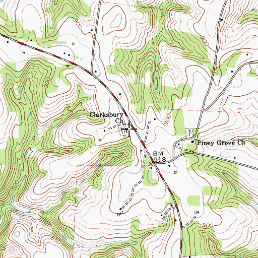 Topographic Map of Clarksbury Church, NC