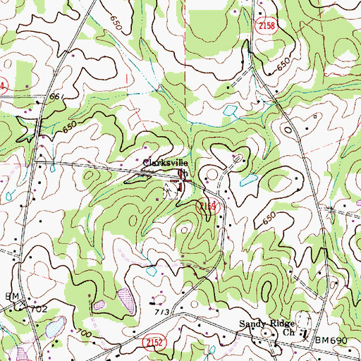 Topographic Map of Clarksville Church, NC