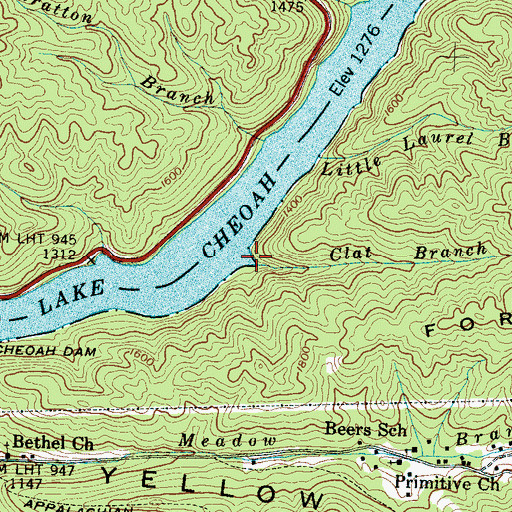 Topographic Map of Clat Branch, NC
