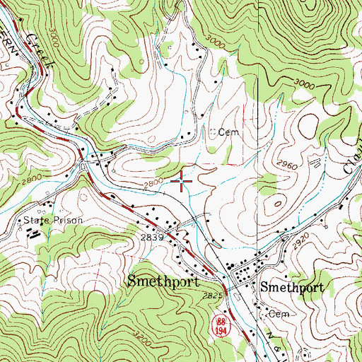 Topographic Map of Claybank Creek, NC