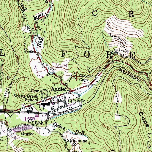 Topographic Map of Clayton Cemetery, NC