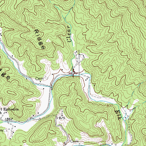 Topographic Map of Clear Branch, NC