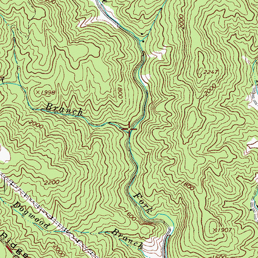 Topographic Map of Clear Branch, NC